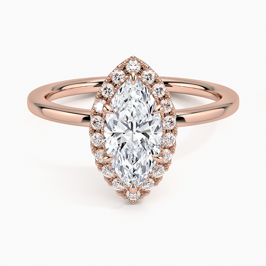 1.25 Karat Marquise Halo Tasarım Tektaş Laboratuvar Pırlanta Yüzük 18K -Ophelia - Bold Diamonds