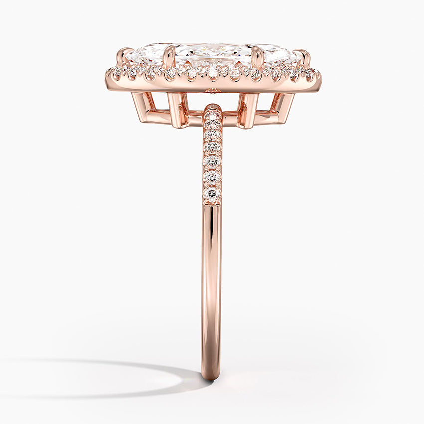 1.25 Karat Marquise Halo Tasarım Tektaş Laboratuvar Pırlanta Yüzük 18K -Valora - Bold Diamonds