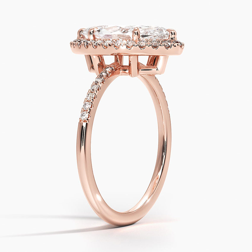 1.25 Karat Marquise Halo Tasarım Tektaş Laboratuvar Pırlanta Yüzük 18K -Valora - Bold Diamonds