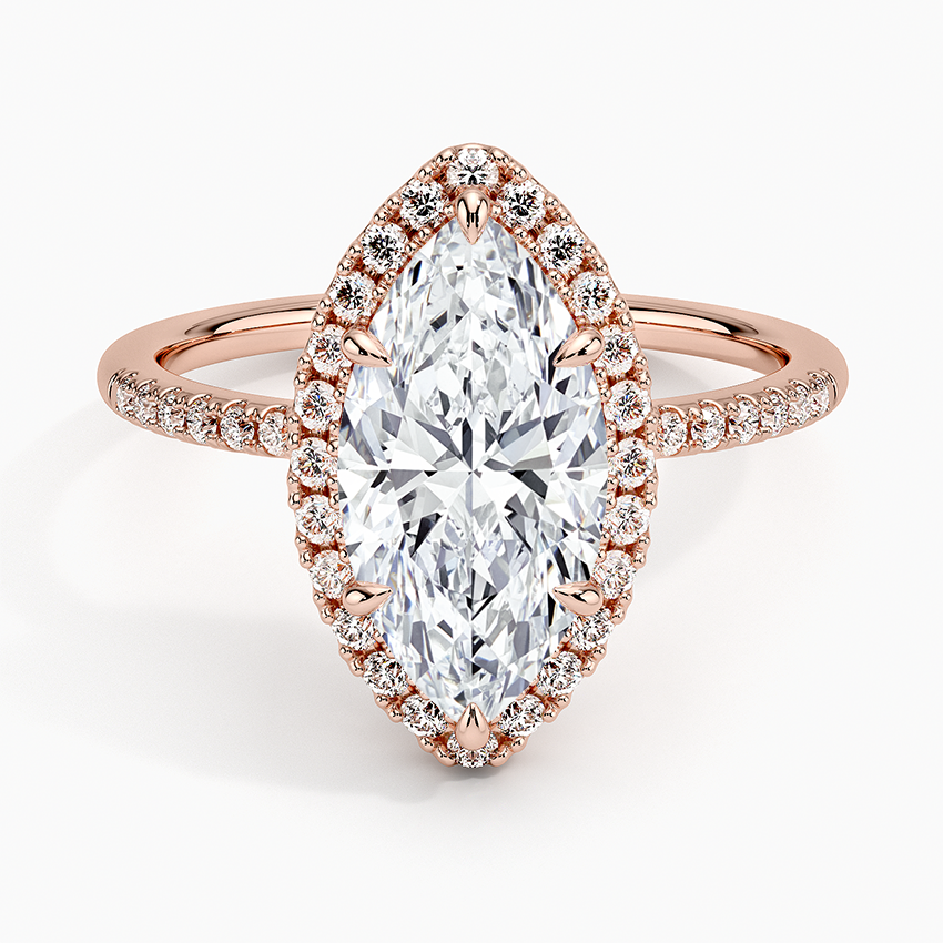 1.25 Karat Marquise Halo Tasarım Tektaş Laboratuvar Pırlanta Yüzük 18K -Valora - Bold Diamonds