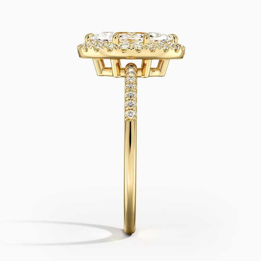 1.25 Karat Marquise Halo Tasarım Tektaş Laboratuvar Pırlanta Yüzük 18K -Valora - Bold Diamonds
