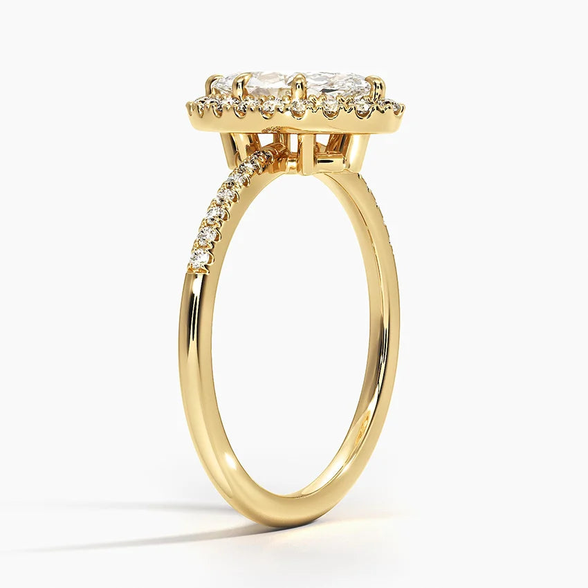 1.25 Karat Marquise Halo Tasarım Tektaş Laboratuvar Pırlanta Yüzük 18K -Valora - Bold Diamonds