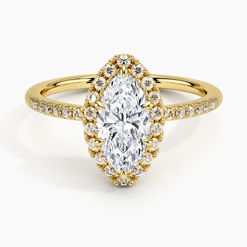 1.25 Karat Marquise Halo Tasarım Tektaş Laboratuvar Pırlanta Yüzük 18K -Valora - Bold Diamonds