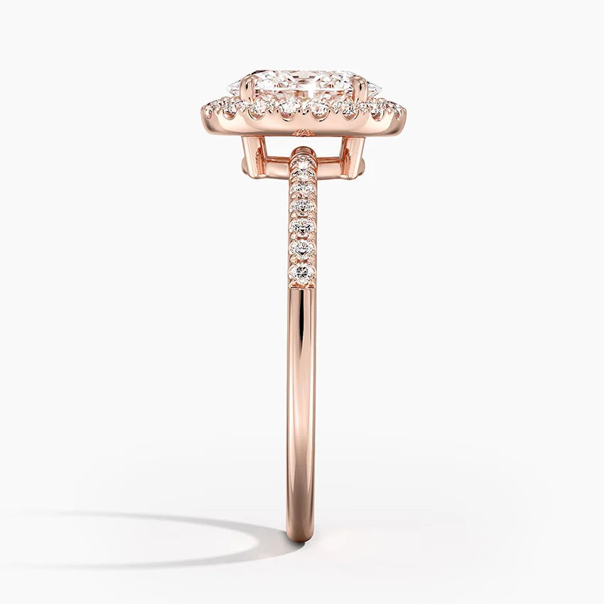 1.25 Karat Oval Halo Tasarım Tektaş Laboratuvar Pırlanta Yüzük 18K -Valora - Bold Diamonds