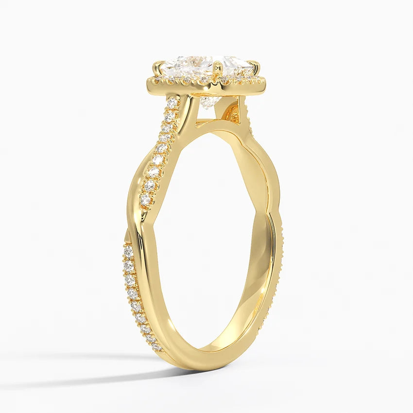 1.25 Karat Prenses Halo Tasarım Tektaş Laboratuvar Pırlanta Yüzük 18K -Diamora - Bold Diamonds