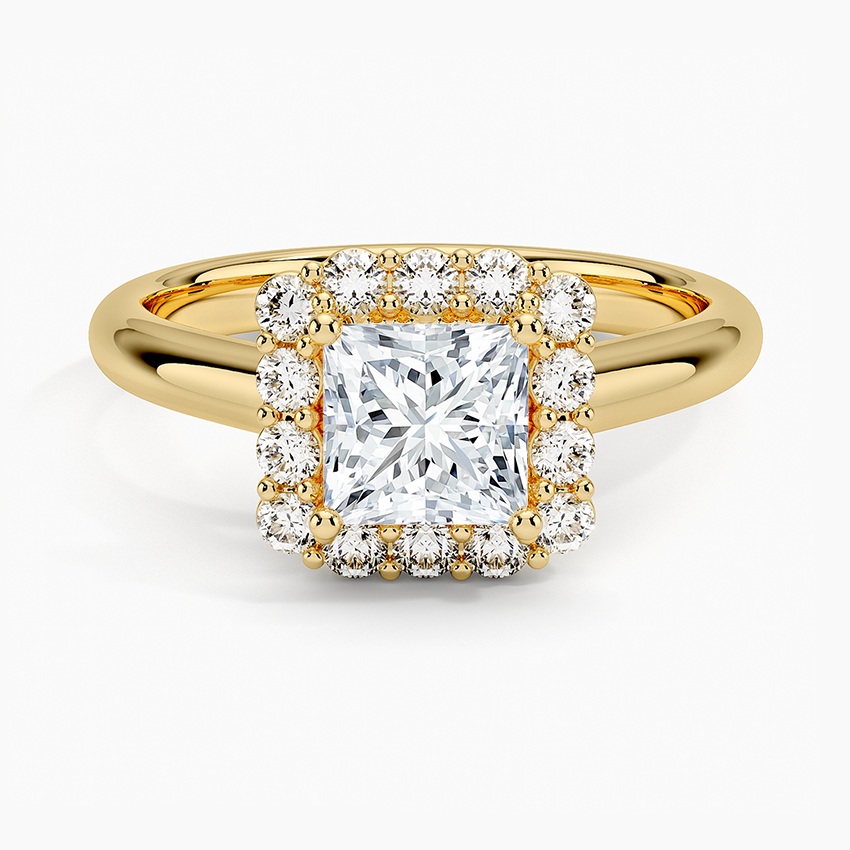 1.25 Karat Prenses Halo Tasarım Tektaş Laboratuvar Pırlanta Yüzük 18K -Illumina - Bold Diamonds