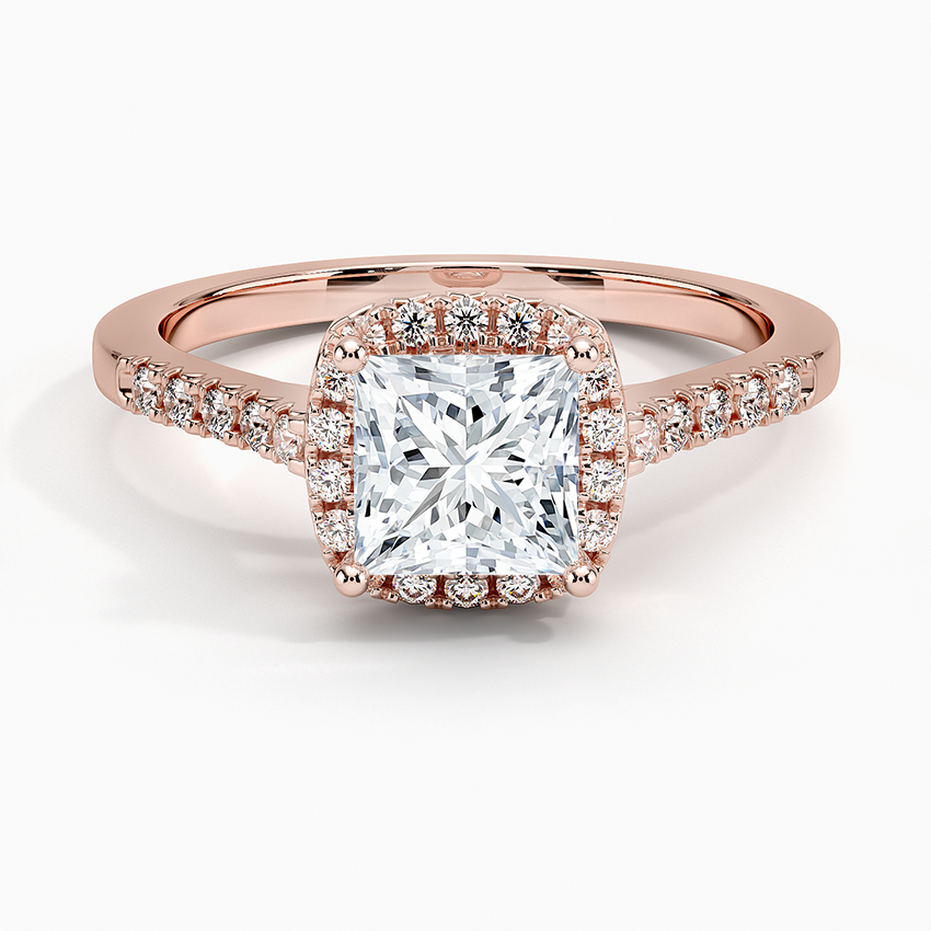 1,25 Karat Prenses Halo Tasarım Tektaş Laboratuvar Pırlanta Yüzük 18K - Lunara - Bold Diamonds
