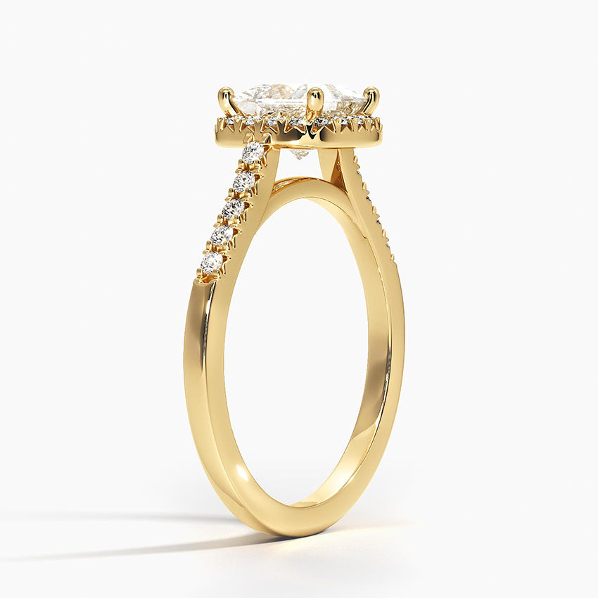 1,25 Karat Prenses Halo Tasarım Tektaş Laboratuvar Pırlanta Yüzük 18K - Lunara - Bold Diamonds