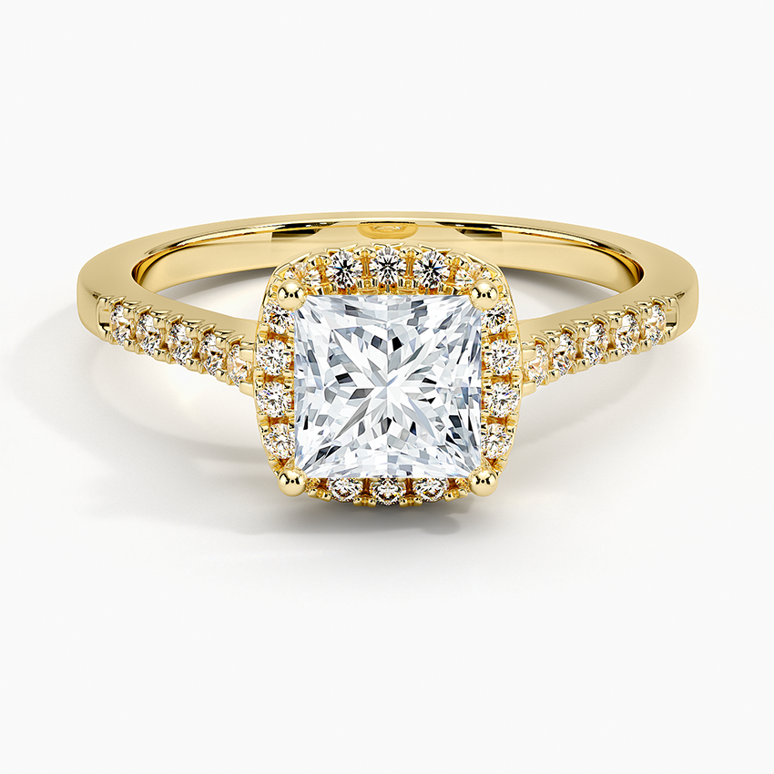 1,25 Karat Prenses Halo Tasarım Tektaş Laboratuvar Pırlanta Yüzük 18K - Lunara - Bold Diamonds