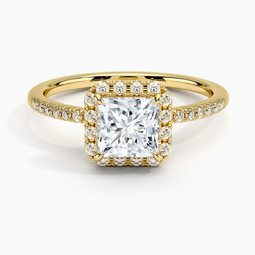 1.25 Karat Prenses Halo Tasarım Tektaş Laboratuvar Pırlanta Yüzük 18K -Valora - Bold Diamonds