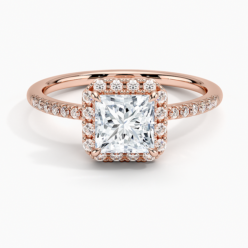 1.25 Karat Prenses Halo Tasarım Tektaş Laboratuvar Pırlanta Yüzük 18K -Valora - Bold Diamonds