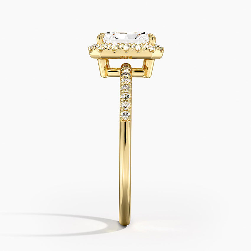 1.25 Karat Radiant Halo Tasarım Tektaş Laboratuvar Pırlanta Yüzük 18K - Valora - Bold Diamonds