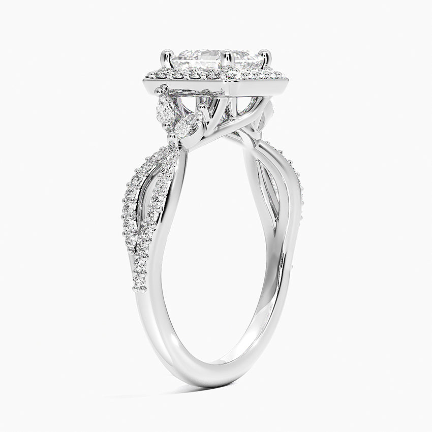 1.30 Karat Asscher Halo Tasarım Tektaş Laboratuvar Pırlanta Yüzük 18K -Coronae - Bold Diamonds
