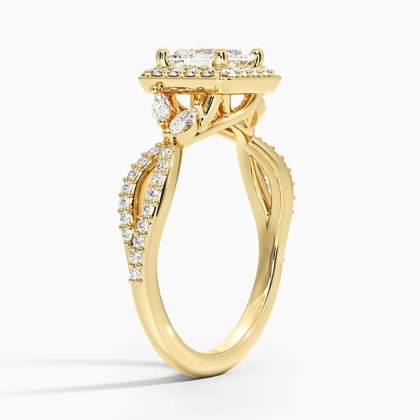 1.30 Karat Asscher Halo Tasarım Tektaş Laboratuvar Pırlanta Yüzük 18K -Coronae - Bold Diamonds