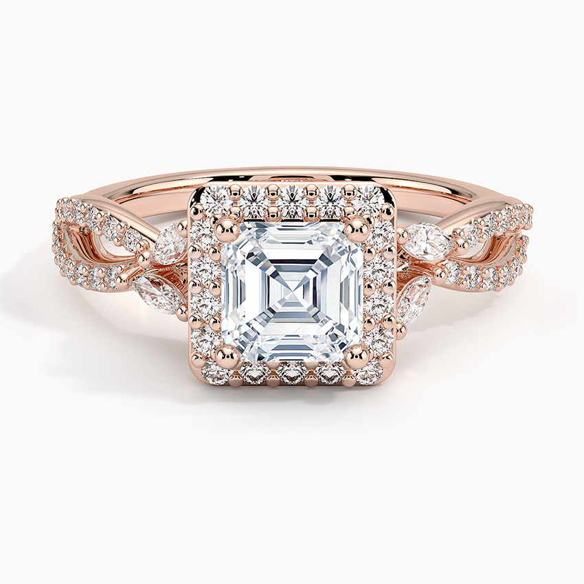 1.30 Karat Asscher Halo Tasarım Tektaş Laboratuvar Pırlanta Yüzük 18K -Coronae - Bold Diamonds