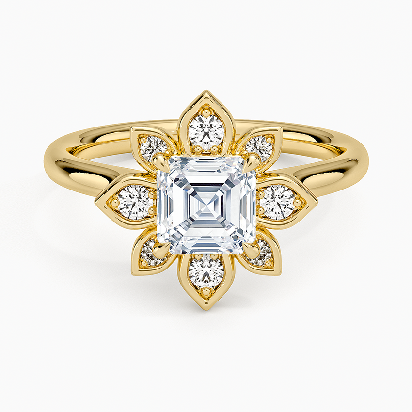 1,30 Karat Asscher Halo Tasarım Tektaş Laboratuvar Pırlanta Yüzük 18K - Solara - Bold Diamonds