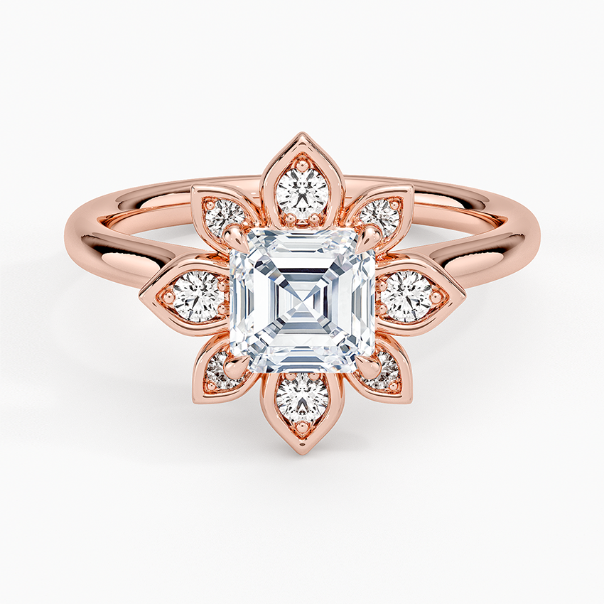 1,30 Karat Asscher Halo Tasarım Tektaş Laboratuvar Pırlanta Yüzük 18K - Solara - Bold Diamonds