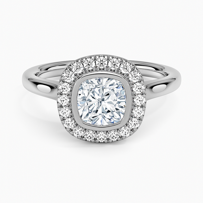 1,30 Karat Cushion Halo Tasarım Tektaş Laboratuvar Pırlanta Yüzük 18K - Eterna - Bold Diamonds