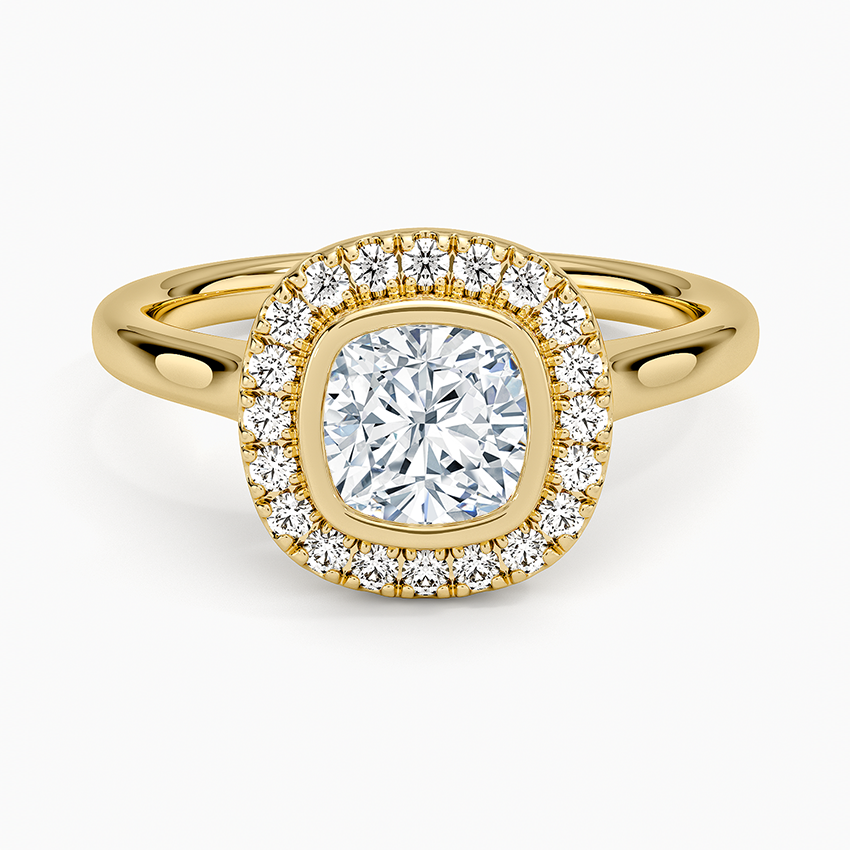 1,30 Karat Cushion Halo Tasarım Tektaş Laboratuvar Pırlanta Yüzük 18K - Eterna - Bold Diamonds