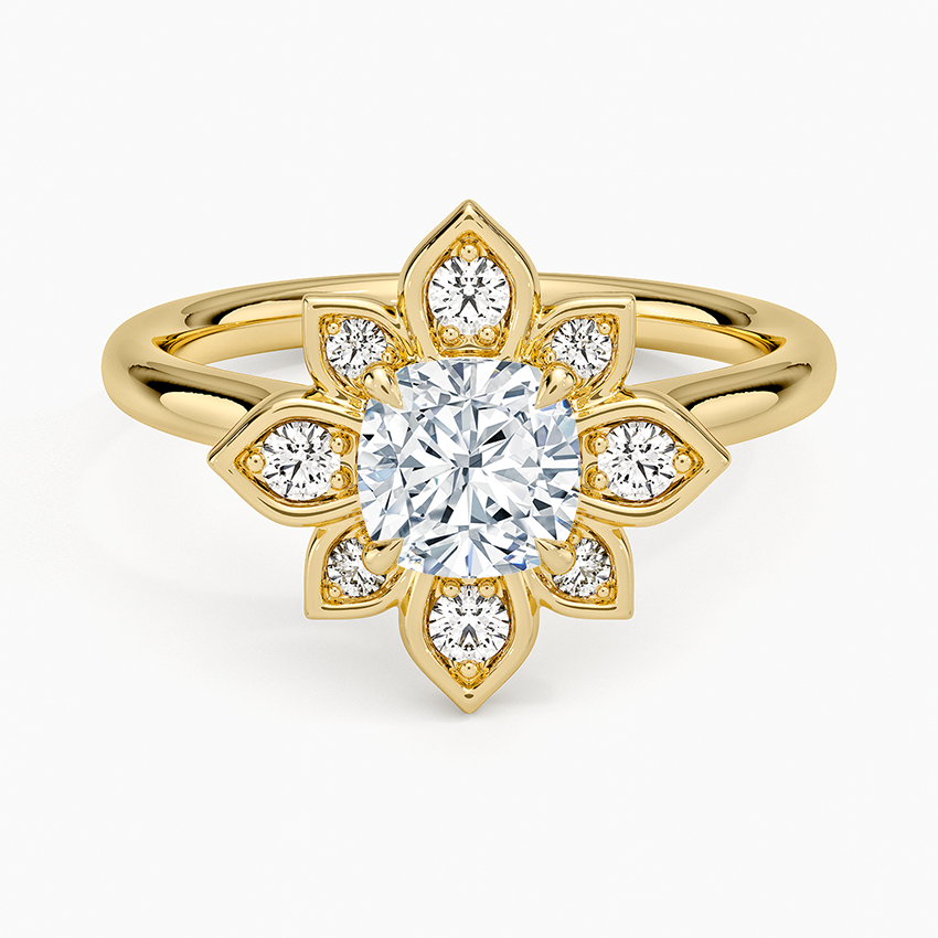 1,30 Karat Cushion Halo Tasarım Tektaş Laboratuvar Pırlanta Yüzük 18K - Solara - Bold Diamonds
