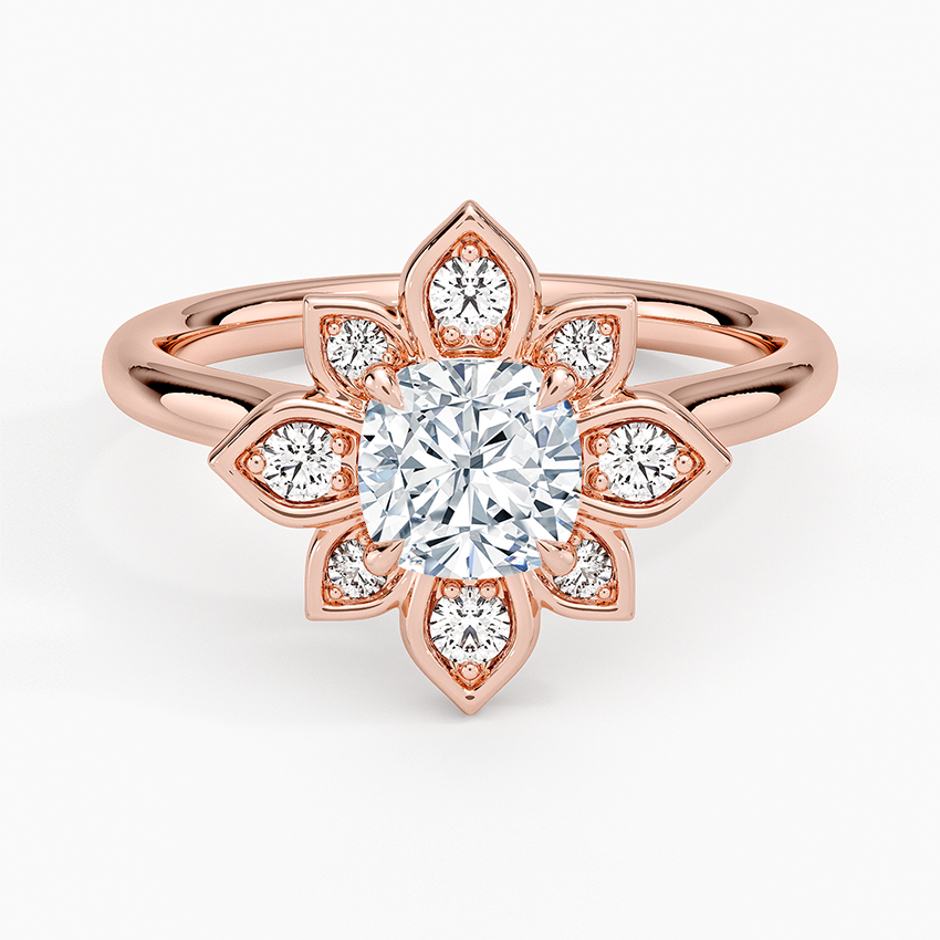 1,30 Karat Cushion Halo Tasarım Tektaş Laboratuvar Pırlanta Yüzük 18K - Solara - Bold Diamonds