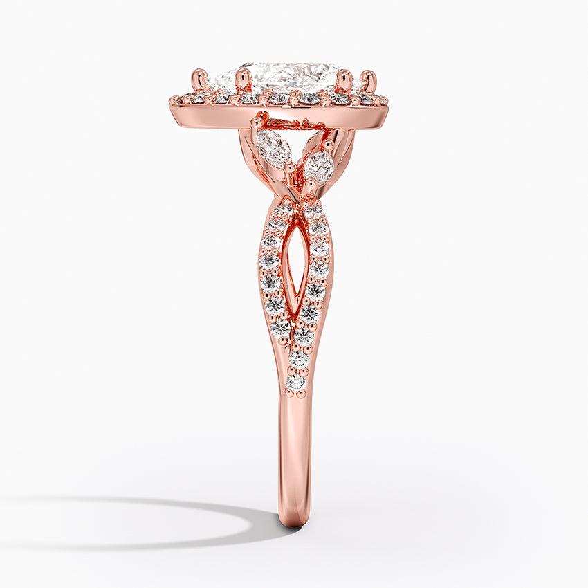1.30 Karat Damla Halo Tasarım Tektaş Laboratuvar Pırlanta Yüzük 18K -Coronae - Bold Diamonds