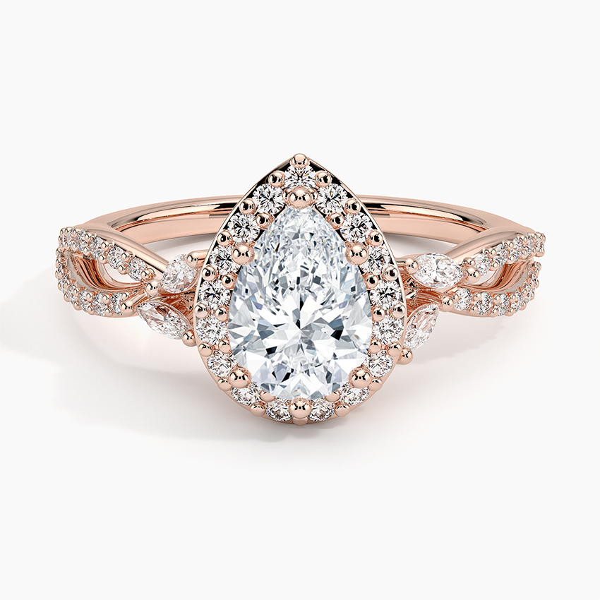 1.30 Karat Damla Halo Tasarım Tektaş Laboratuvar Pırlanta Yüzük 18K -Coronae - Bold Diamonds