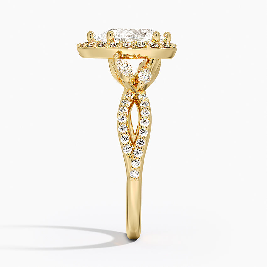 1.30 Karat Damla Halo Tasarım Tektaş Laboratuvar Pırlanta Yüzük 18K -Coronae - Bold Diamonds