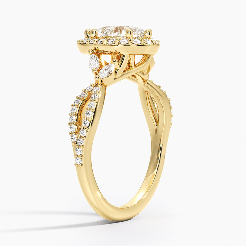 1.30 Karat Damla Halo Tasarım Tektaş Laboratuvar Pırlanta Yüzük 18K -Coronae - Bold Diamonds