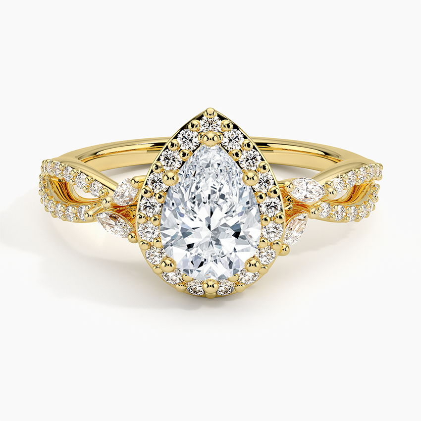 1.30 Karat Damla Halo Tasarım Tektaş Laboratuvar Pırlanta Yüzük 18K -Coronae - Bold Diamonds