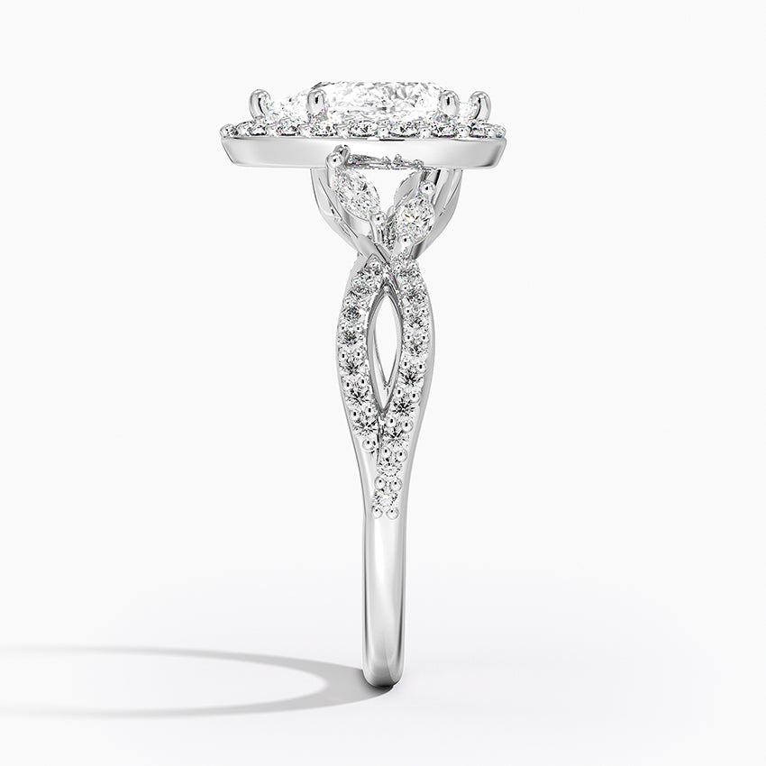 1.30 Karat Damla Halo Tasarım Tektaş Laboratuvar Pırlanta Yüzük 18K -Coronae - Bold Diamonds