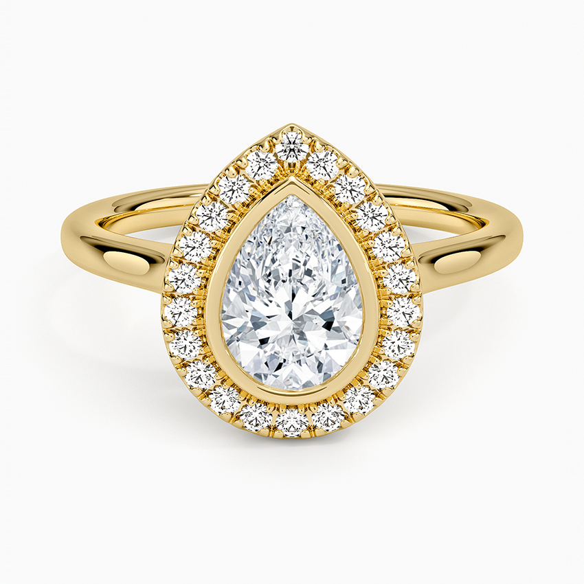 1,30 Karat Damla Halo Tasarım Tektaş Laboratuvar Pırlanta Yüzük 18K - Eterna - Bold Diamonds