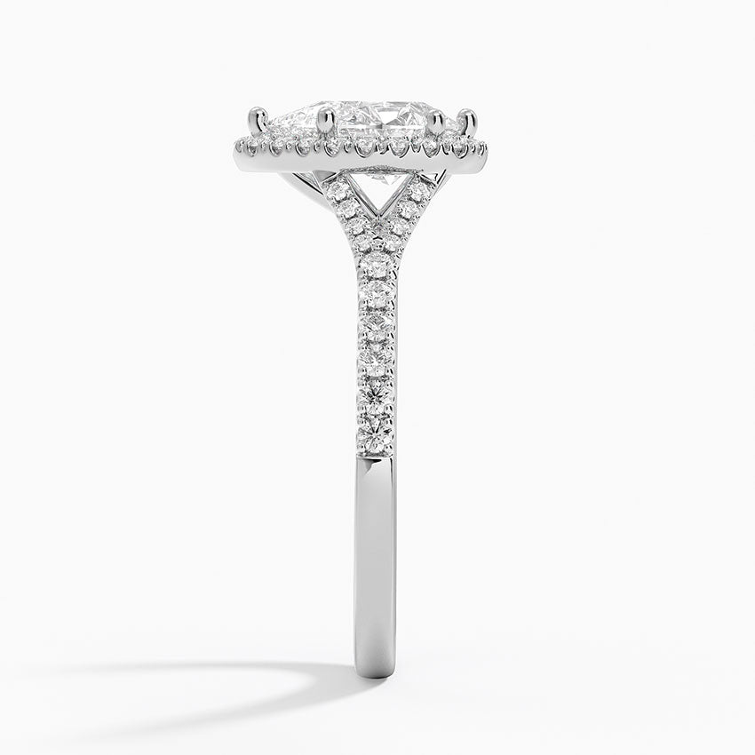 1,30 Karat Damla Halo Tasarım Tektaş Laboratuvar Pırlanta Yüzük 18K -Novara - Bold Diamonds