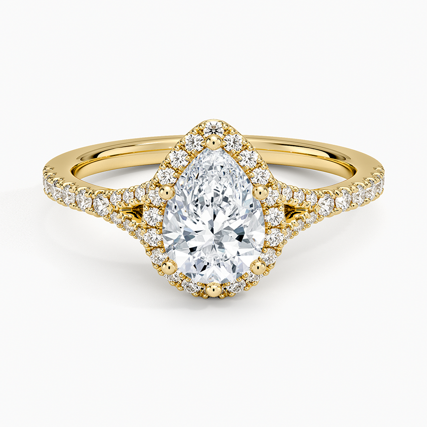 1,30 Karat Damla Halo Tasarım Tektaş Laboratuvar Pırlanta Yüzük 18K -Novara - Bold Diamonds
