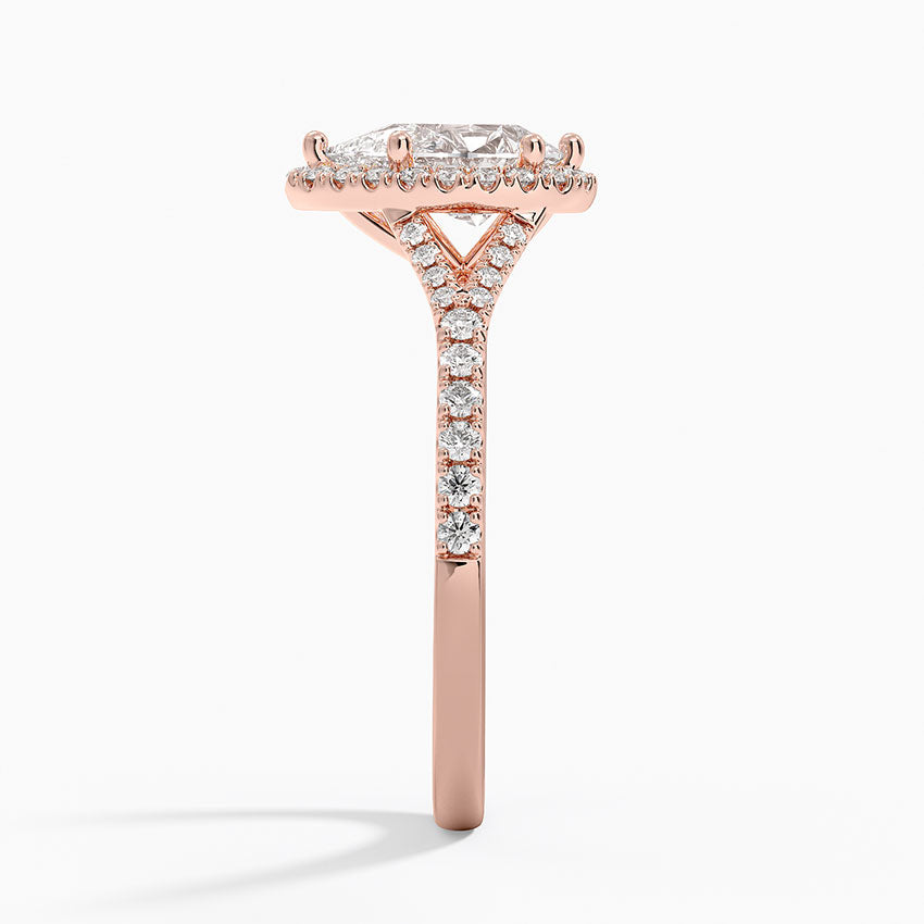 1,30 Karat Damla Halo Tasarım Tektaş Laboratuvar Pırlanta Yüzük 18K -Novara - Bold Diamonds