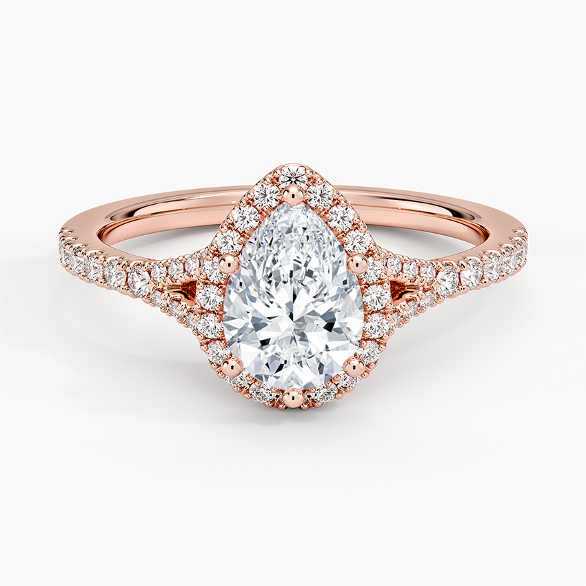 1,30 Karat Damla Halo Tasarım Tektaş Laboratuvar Pırlanta Yüzük 18K -Novara - Bold Diamonds