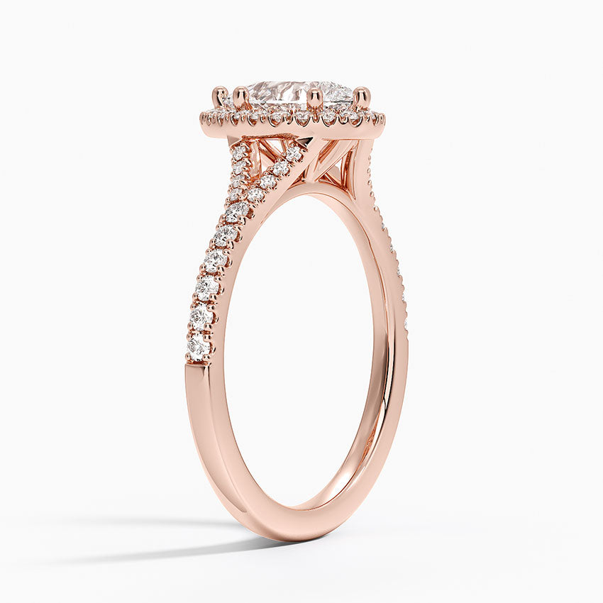 1,30 Karat Damla Halo Tasarım Tektaş Laboratuvar Pırlanta Yüzük 18K -Novara - Bold Diamonds