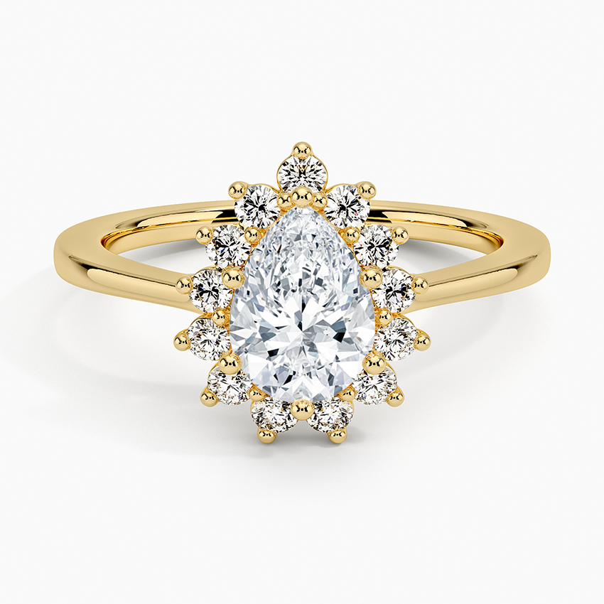 1,30 Karat Damla Halo Tasarım Tektaş Laboratuvar Pırlanta Yüzük 18K -Vespera - Bold Diamonds