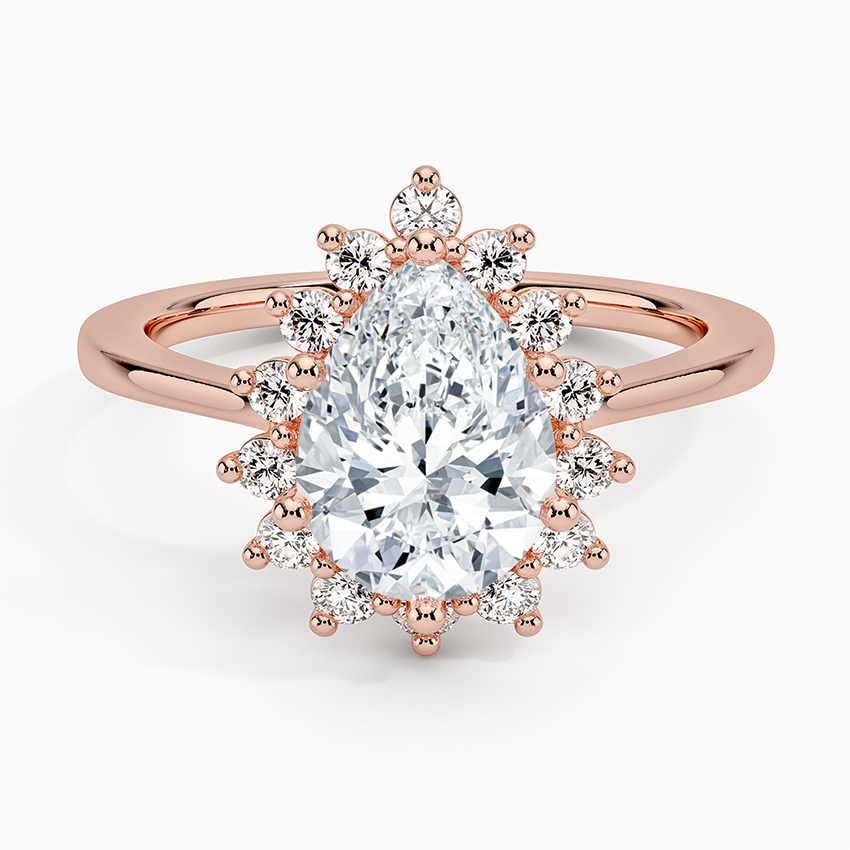 1,30 Karat Damla Halo Tasarım Tektaş Laboratuvar Pırlanta Yüzük 18K -Vespera - Bold Diamonds