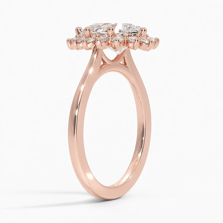 1,30 Karat Damla Halo Tasarım Tektaş Laboratuvar Pırlanta Yüzük 18K -Vespera - Bold Diamonds