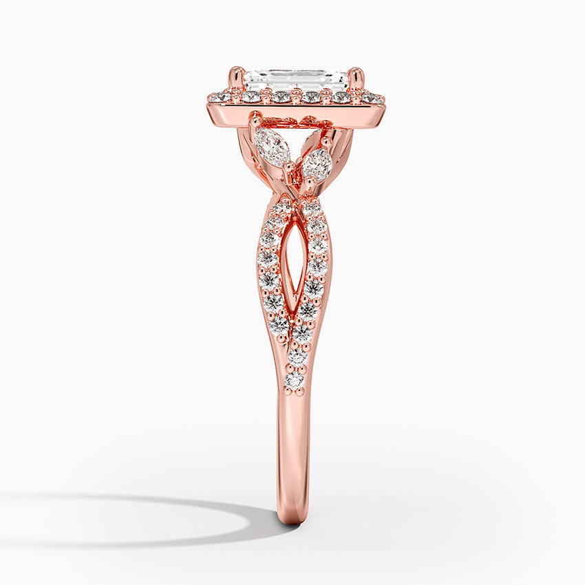 1.30 Karat Emerald Halo Tasarım Tektaş Laboratuvar Pırlanta Yüzük 18K -Coronae - Bold Diamonds