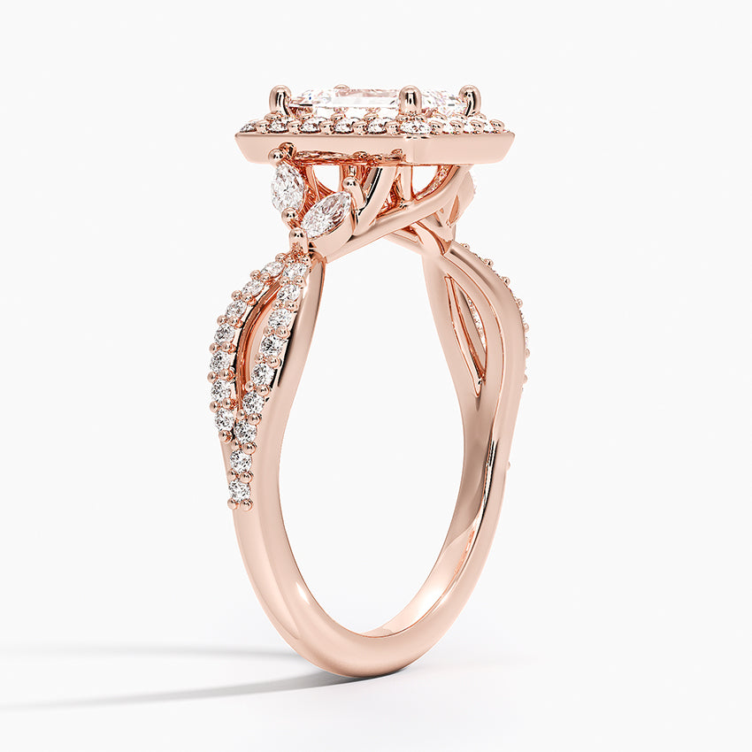 1.30 Karat Emerald Halo Tasarım Tektaş Laboratuvar Pırlanta Yüzük 18K -Coronae - Bold Diamonds