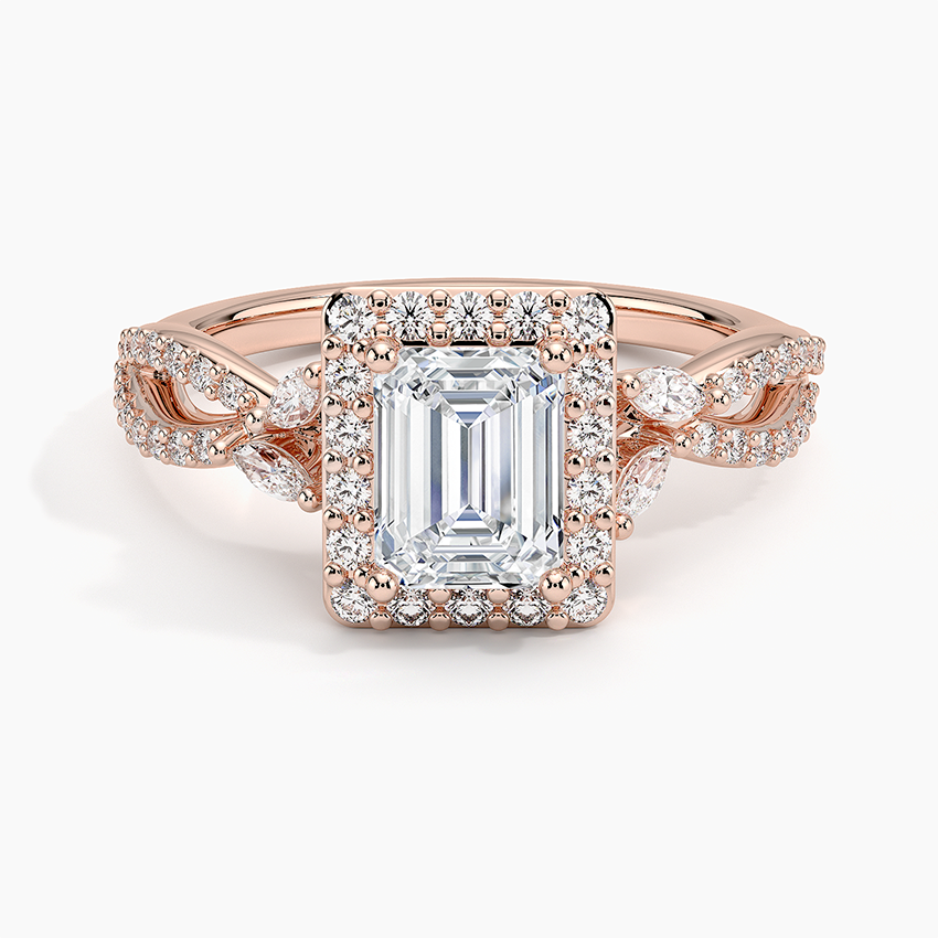 1.30 Karat Emerald Halo Tasarım Tektaş Laboratuvar Pırlanta Yüzük 18K -Coronae - Bold Diamonds