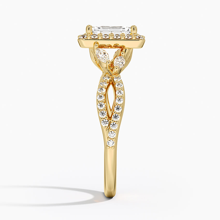 1.30 Karat Emerald Halo Tasarım Tektaş Laboratuvar Pırlanta Yüzük 18K -Coronae - Bold Diamonds