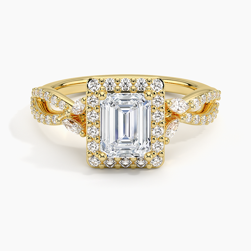 1.30 Karat Emerald Halo Tasarım Tektaş Laboratuvar Pırlanta Yüzük 18K -Coronae - Bold Diamonds