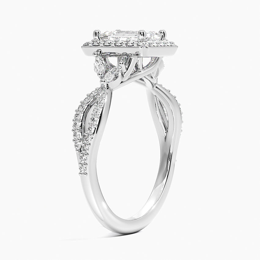 1.30 Karat Emerald Halo Tasarım Tektaş Laboratuvar Pırlanta Yüzük 18K -Coronae - Bold Diamonds