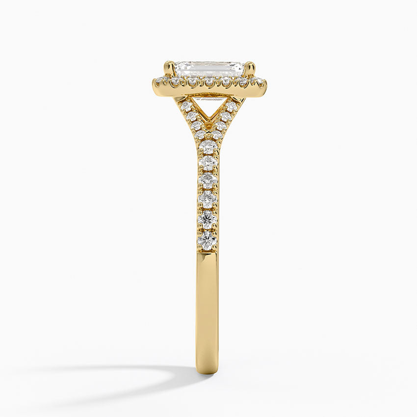 1,30 Karat Emerald Halo Tasarım Tektaş Laboratuvar Pırlanta Yüzük 18K -Novara - Bold Diamonds