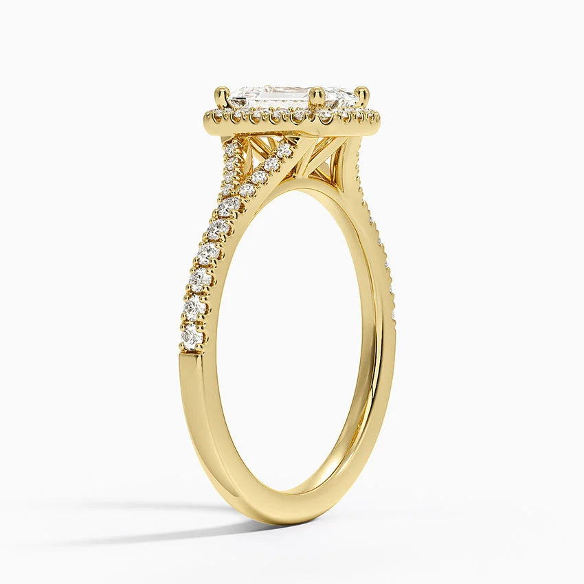 1,30 Karat Emerald Halo Tasarım Tektaş Laboratuvar Pırlanta Yüzük 18K -Novara - Bold Diamonds