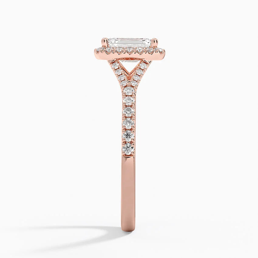 1,30 Karat Emerald Halo Tasarım Tektaş Laboratuvar Pırlanta Yüzük 18K -Novara - Bold Diamonds