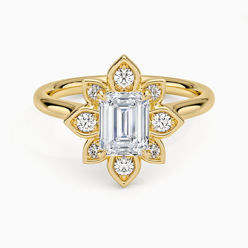 1,30 Karat Emerald Halo Tasarım Tektaş Laboratuvar Pırlanta Yüzük 18K - Solara - Bold Diamonds